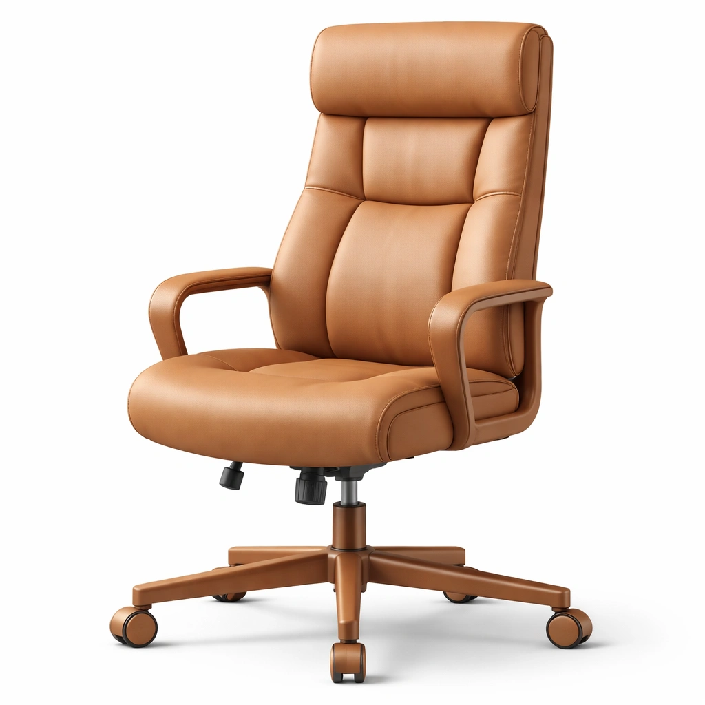 Ergonomischer Buerostuhl aus Kunstleder mit hoher Rueckenlehne-Domvyn